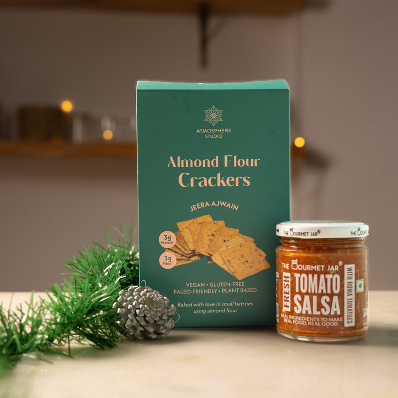 Jeera Ajwain Almond Flour Crackers With Tomato Salsa