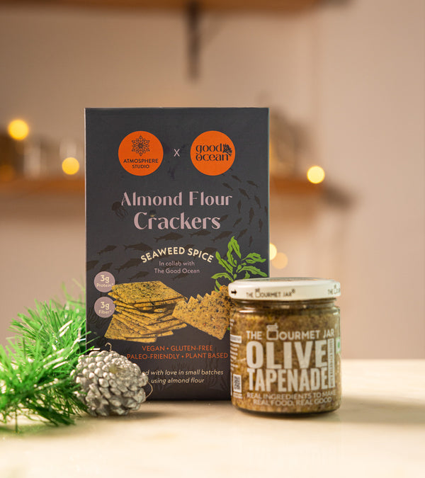 Seaweed Spice Almond Flour Crackers With Olive Tapenade